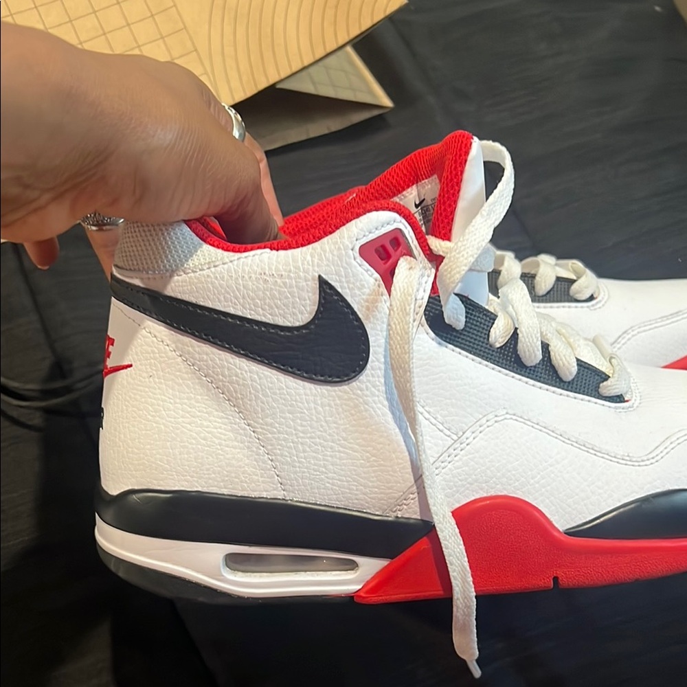 Nike White and Red Sneakers with Black Accents